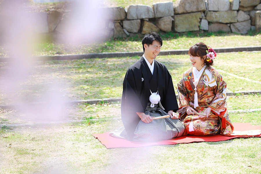 ウェディングフォト春の公園桜ロケ写真02