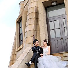 結婚写真：神戸ハーバーランドのブライダルロケ撮影